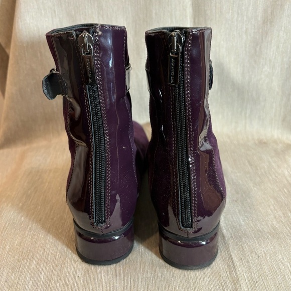 AQUATALIA Sz 9.5 Luanna Purple Suede Patent Leather Made in Italy Ankle Booties - Picture 7 of 10